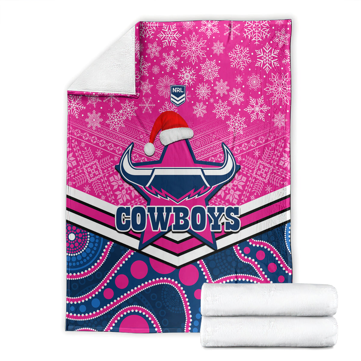 custom-cowboys-rugby-christmas-blanket-merry-xmas-2023-mix-aboriginal-art-pink-version