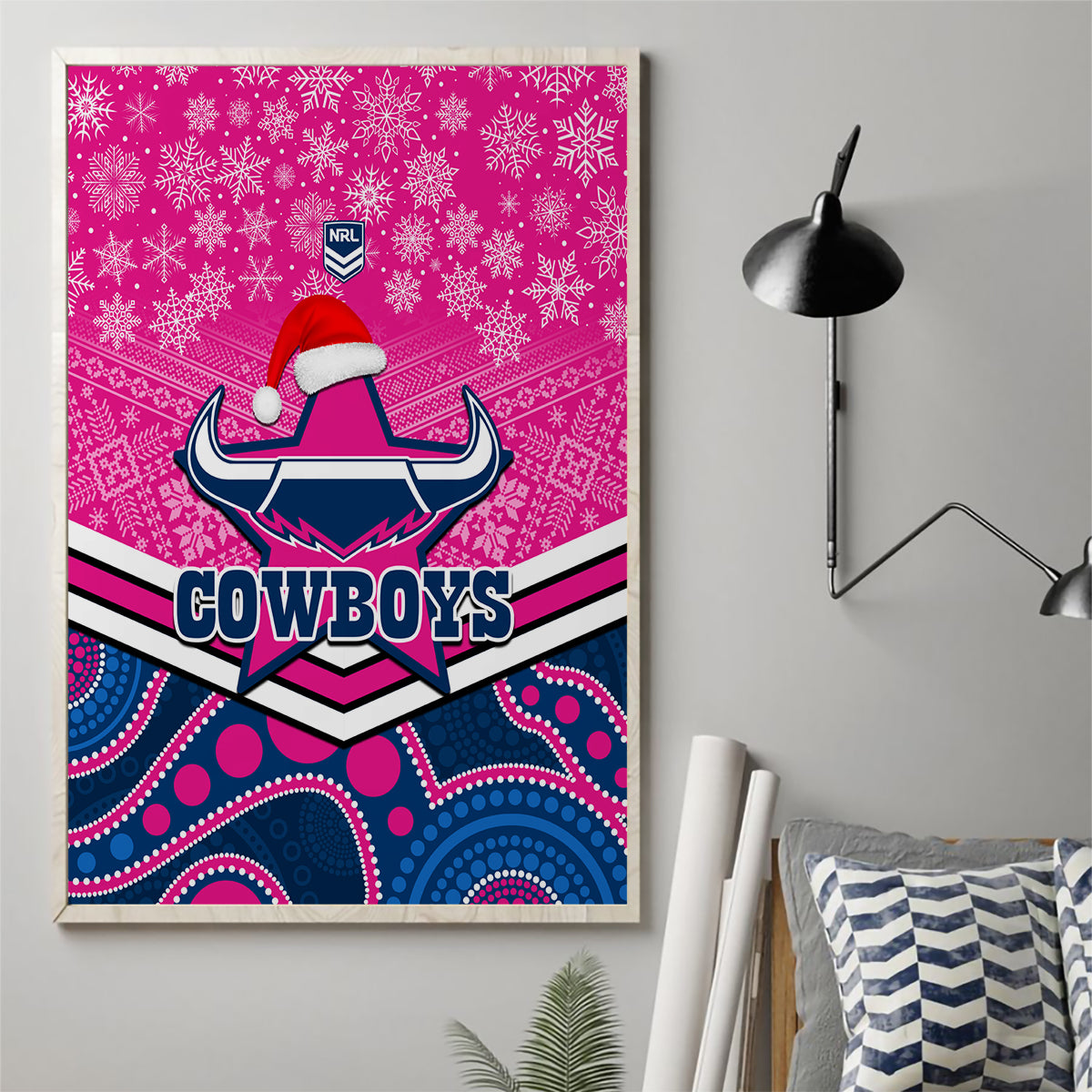 custom-cowboys-rugby-christmas-canvas-wall-art-merry-xmas-2023-mix-aboriginal-art-pink-version