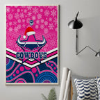 custom-cowboys-rugby-christmas-canvas-wall-art-merry-xmas-2023-mix-aboriginal-art-pink-version