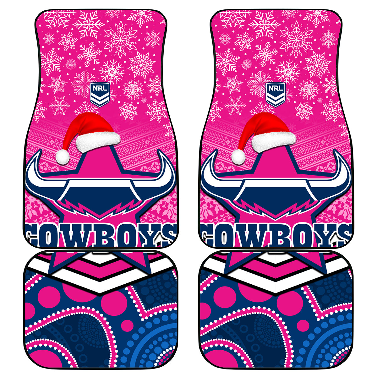 custom-cowboys-rugby-christmas-car-mats-merry-xmas-2023-mix-aboriginal-art-pink-version