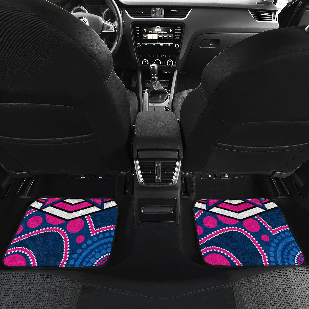 custom-cowboys-rugby-christmas-car-mats-merry-xmas-2023-mix-aboriginal-art-pink-version