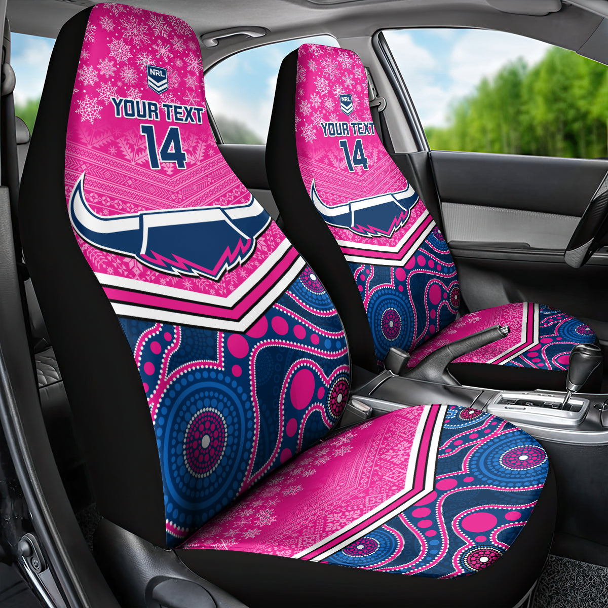 custom-cowboys-rugby-christmas-car-seat-cover-merry-xmas-2023-mix-aboriginal-art-pink-version