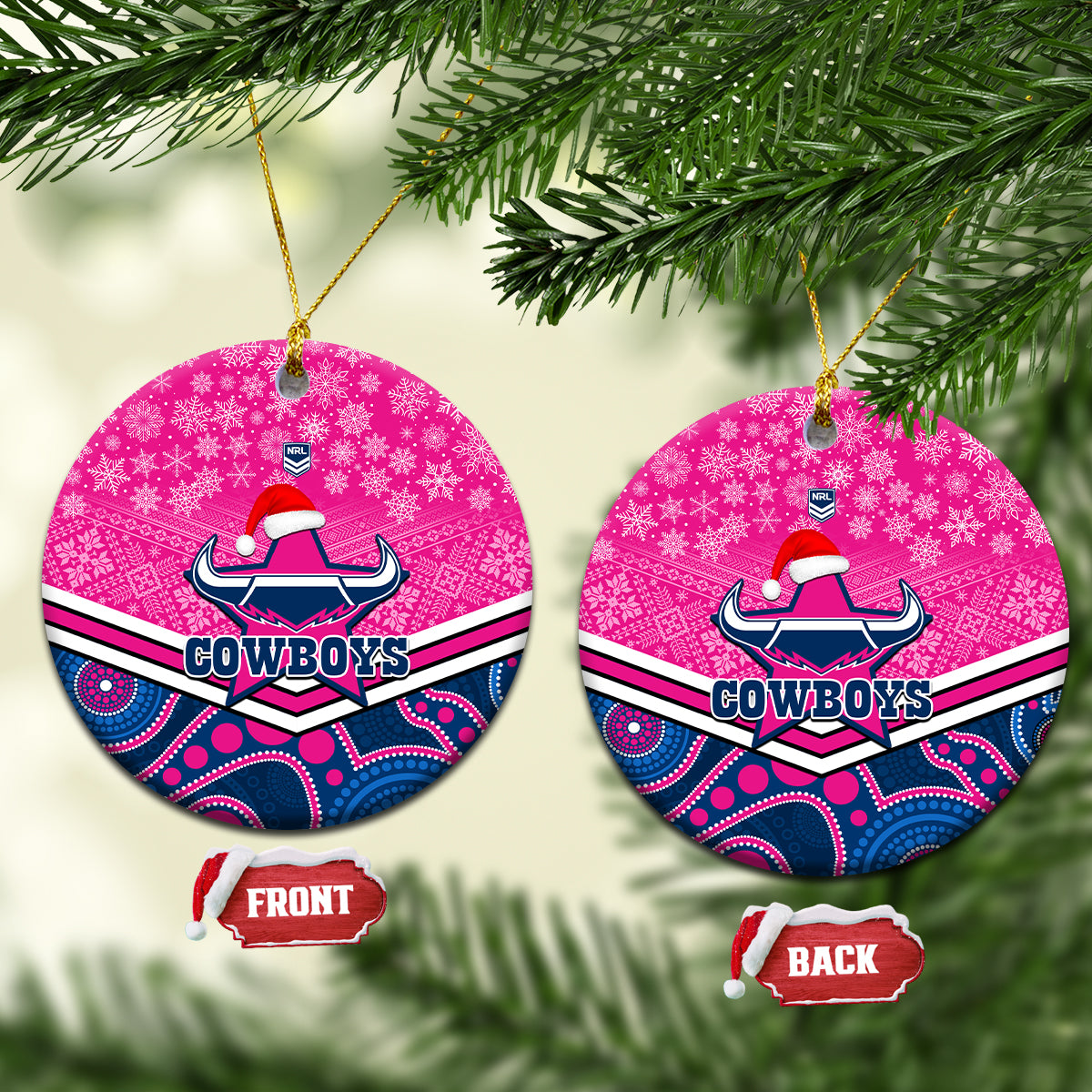 cowboys-rugby-christmas-ceramic-ornament-merry-xmas-2023-mix-aboriginal-art-pink-version