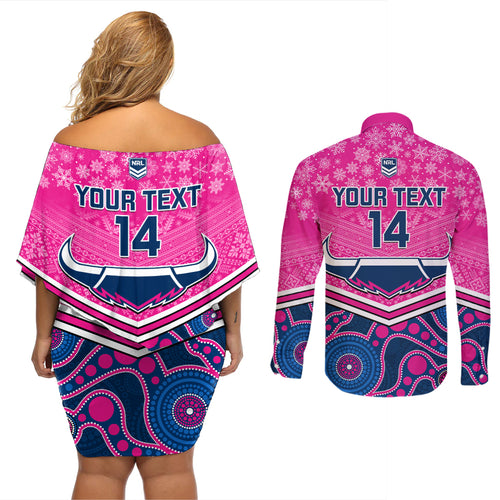 custom-cowboys-rugby-christmas-couples-matching-off-shoulder-short-dress-and-long-sleeve-button-shirt-merry-xmas-2023-mix-aboriginal-art-pink-version