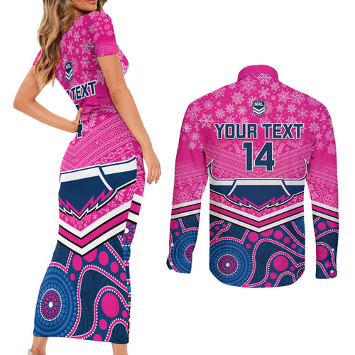 custom-cowboys-rugby-christmas-couples-matching-short-sleeve-bodycon-dress-and-long-sleeve-button-shirt-merry-xmas-2023-mix-aboriginal-art-pink-version