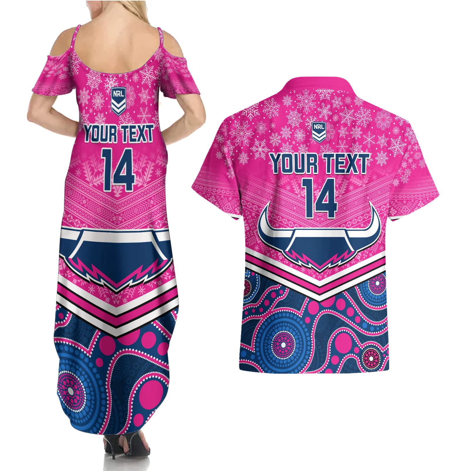custom-cowboys-rugby-christmas-couples-matching-summer-maxi-dress-and-hawaiian-shirt-merry-xmas-2023-mix-aboriginal-art-pink-version