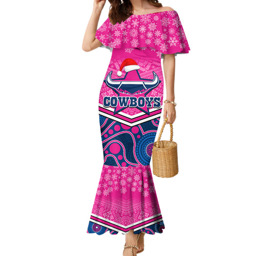 custom-cowboys-rugby-christmas-family-matching-mermaid-dress-and-hawaiian-shirt-merry-xmas-2023-mix-aboriginal-art-pink-version