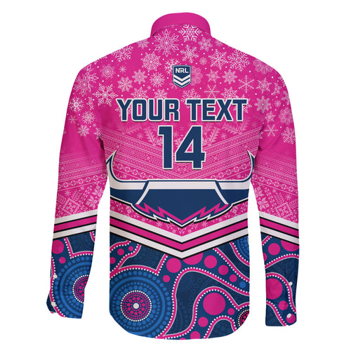 custom-cowboys-rugby-christmas-family-matching-short-sleeve-bodycon-dress-and-hawaiian-shirt-merry-xmas-2023-mix-aboriginal-art-pink-version