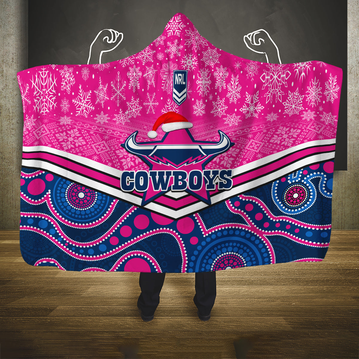 custom-cowboys-rugby-christmas-hooded-blanket-merry-xmas-2023-mix-aboriginal-art-pink-version