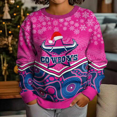 custom-cowboys-rugby-christmas-kid-ugly-christmas-sweater-merry-xmas-2023-mix-aboriginal-art-pink-version