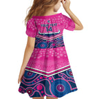 custom-cowboys-rugby-christmas-kid-short-sleeve-dress-merry-xmas-2023-mix-aboriginal-art-pink-version