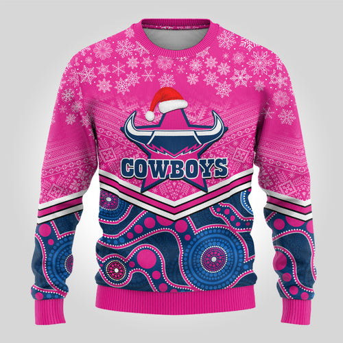 custom-cowboys-rugby-christmas-ugly-christmas-sweater-merry-xmas-2023-mix-aboriginal-art-pink-version