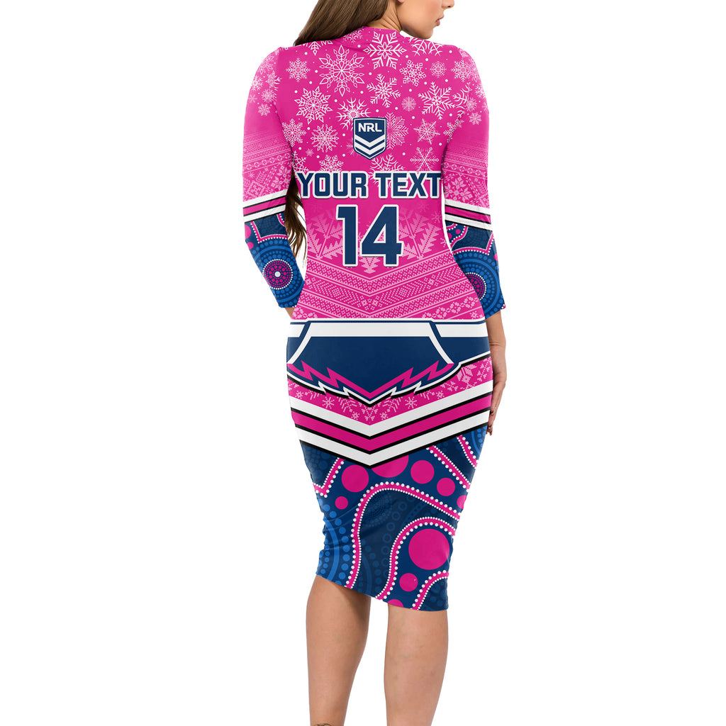 custom-cowboys-rugby-christmas-long-sleeve-bodycon-dress-merry-xmas-2023-mix-aboriginal-art-pink-version