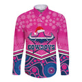 custom-cowboys-rugby-christmas-long-sleeve-button-shirt-merry-xmas-2023-mix-aboriginal-art-pink-version
