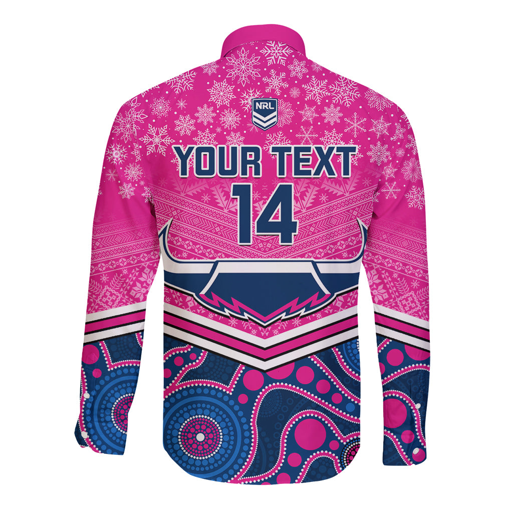 custom-cowboys-rugby-christmas-long-sleeve-button-shirt-merry-xmas-2023-mix-aboriginal-art-pink-version