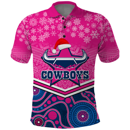 custom-cowboys-rugby-christmas-polo-shirt-merry-xmas-2023-mix-aboriginal-art-pink-version