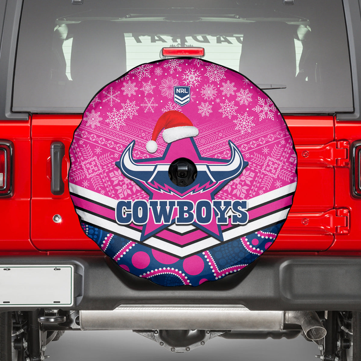 custom-cowboys-rugby-christmas-spare-tire-cover-merry-xmas-2023-mix-aboriginal-art-pink-version