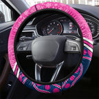 Cowboys Rugby Christmas Steering Wheel Cover Merry Xmas 2023 Mix Aboriginal Art Pink Version