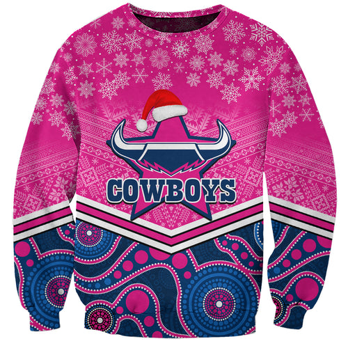 custom-cowboys-rugby-christmas-sweatshirt-merry-xmas-2023-mix-aboriginal-art-pink-version