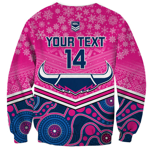 custom-cowboys-rugby-christmas-sweatshirt-merry-xmas-2023-mix-aboriginal-art-pink-version