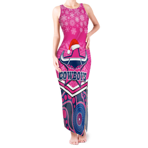 custom-cowboys-rugby-christmas-tank-maxi-dress-merry-xmas-2023-mix-aboriginal-art-pink-version