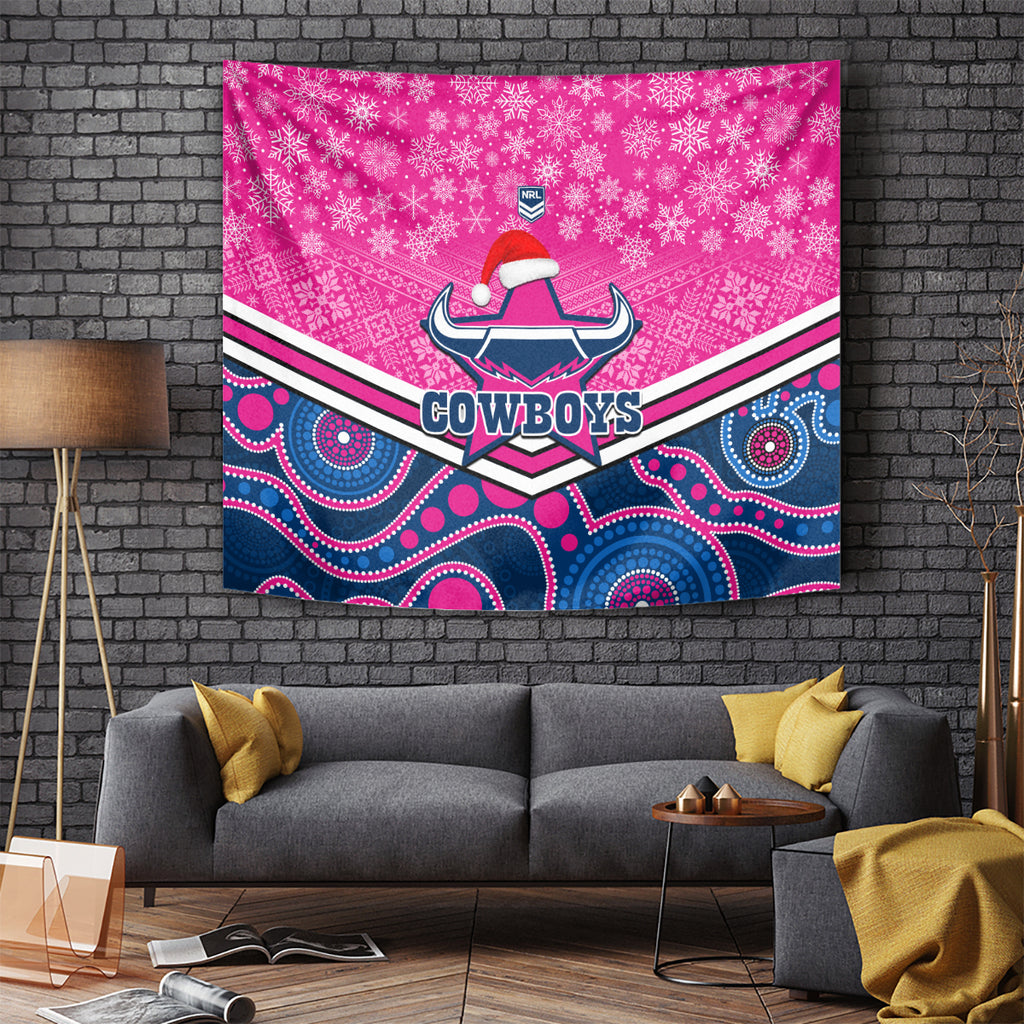 custom-cowboys-rugby-christmas-tapestry-merry-xmas-2023-mix-aboriginal-art-pink-version