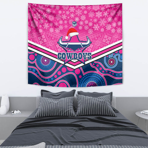 custom-cowboys-rugby-christmas-tapestry-merry-xmas-2023-mix-aboriginal-art-pink-version