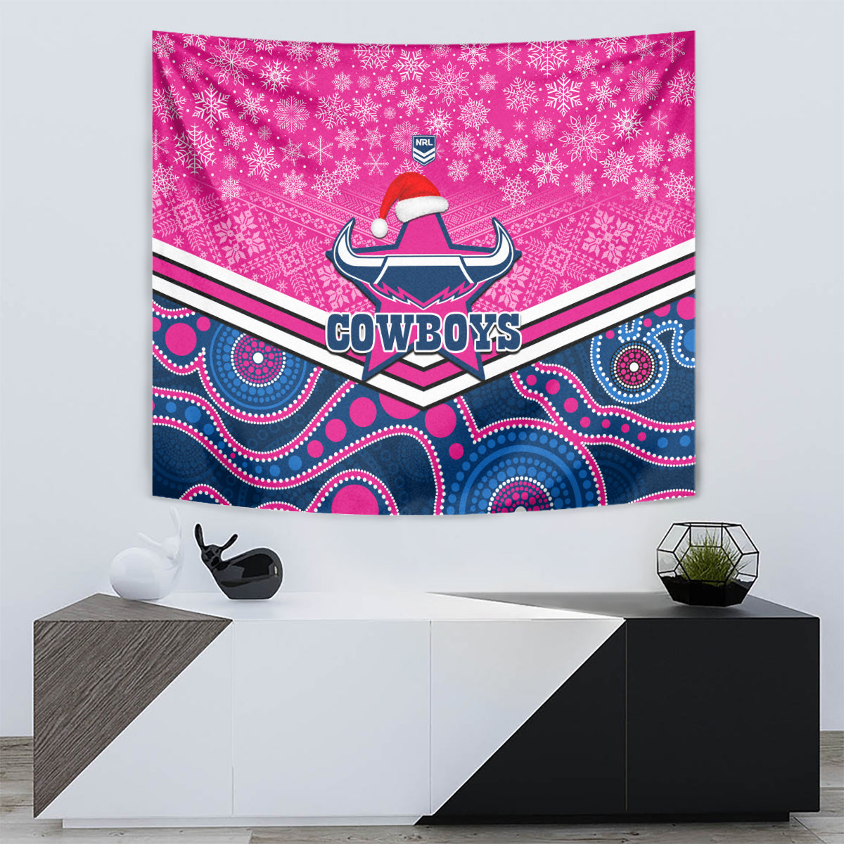 custom-cowboys-rugby-christmas-tapestry-merry-xmas-2023-mix-aboriginal-art-pink-version