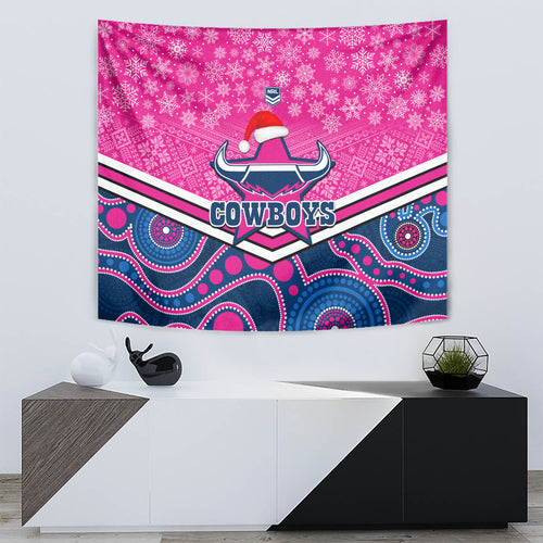 custom-cowboys-rugby-christmas-tapestry-merry-xmas-2023-mix-aboriginal-art-pink-version