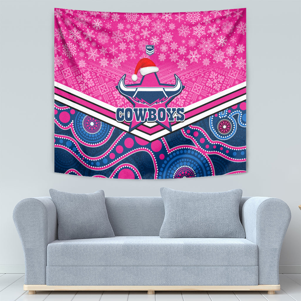 custom-cowboys-rugby-christmas-tapestry-merry-xmas-2023-mix-aboriginal-art-pink-version