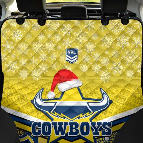 custom-cowboys-rugby-christmas-back-car-seat-cover-merry-xmas-2023-mix-aboriginal-art-blue-version