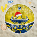custom-cowboys-rugby-christmas-beach-blanket-merry-xmas-2023-mix-aboriginal-art-blue-version