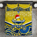 custom-cowboys-rugby-christmas-bedding-set-merry-xmas-2023-mix-aboriginal-art-blue-version