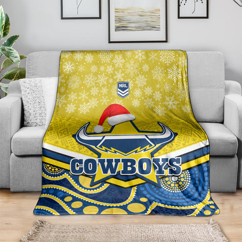 custom-cowboys-rugby-christmas-blanket-merry-xmas-2023-mix-aboriginal-art-blue-version