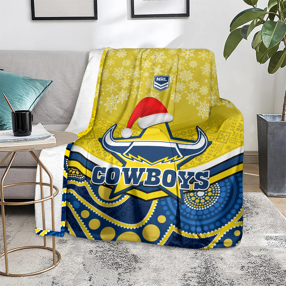 custom-cowboys-rugby-christmas-blanket-merry-xmas-2023-mix-aboriginal-art-blue-version