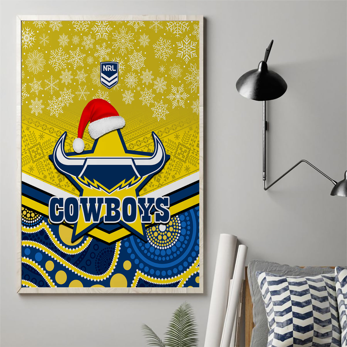 custom-cowboys-rugby-christmas-canvas-wall-art-merry-xmas-2023-mix-aboriginal-art-blue-version
