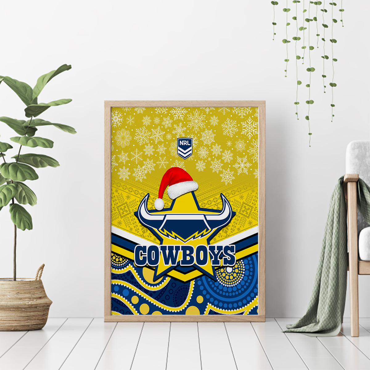custom-cowboys-rugby-christmas-canvas-wall-art-merry-xmas-2023-mix-aboriginal-art-blue-version