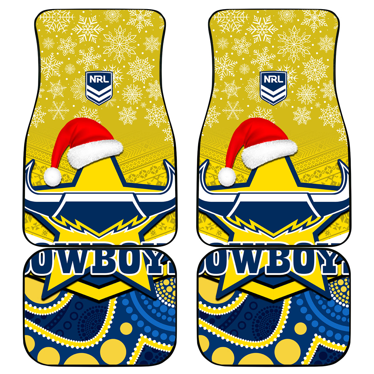 custom-cowboys-rugby-christmas-car-mats-merry-xmas-2023-mix-aboriginal-art-blue-version