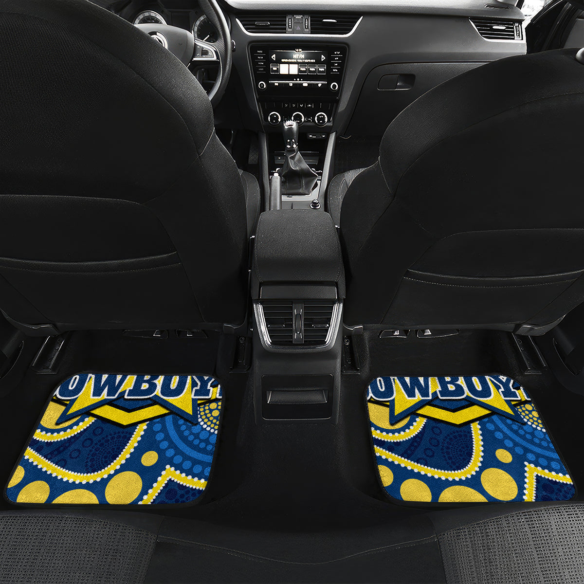 custom-cowboys-rugby-christmas-car-mats-merry-xmas-2023-mix-aboriginal-art-blue-version