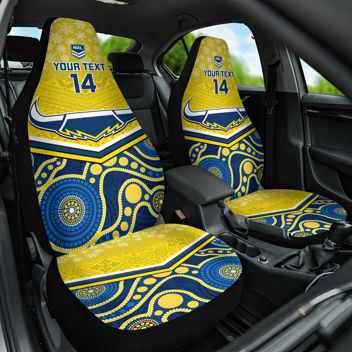 custom-cowboys-rugby-christmas-car-seat-cover-merry-xmas-2023-mix-aboriginal-art-blue-version