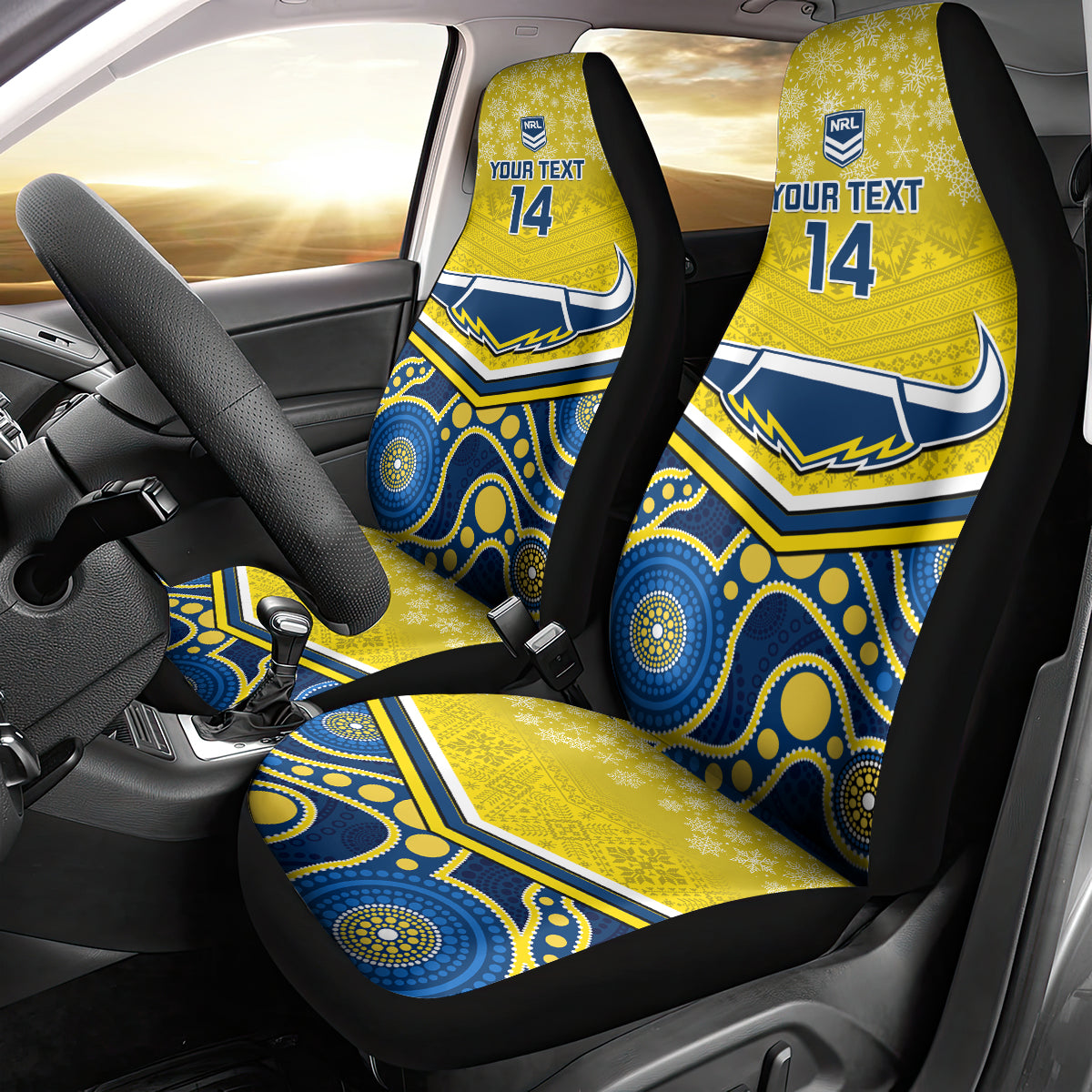 custom-cowboys-rugby-christmas-car-seat-cover-merry-xmas-2023-mix-aboriginal-art-blue-version