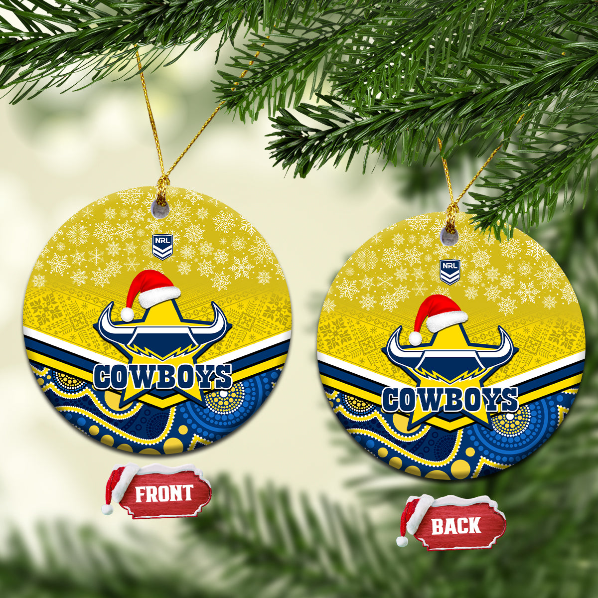 cowboys-rugby-christmas-ceramic-ornament-merry-xmas-2023-mix-aboriginal-art-blue-version