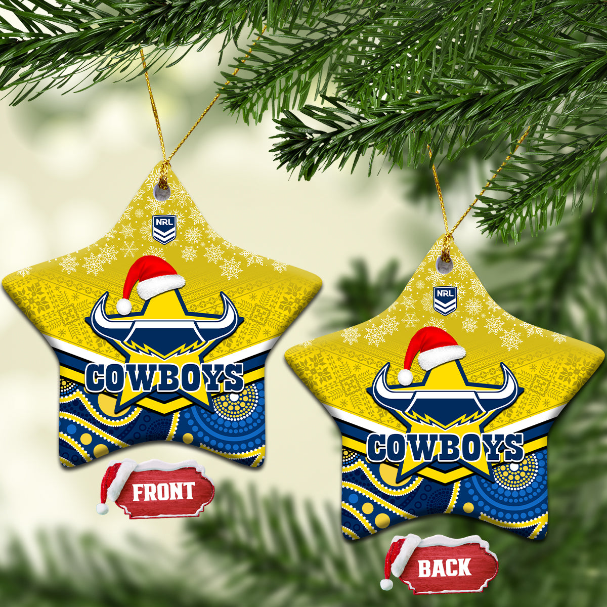cowboys-rugby-christmas-ceramic-ornament-merry-xmas-2023-mix-aboriginal-art-blue-version