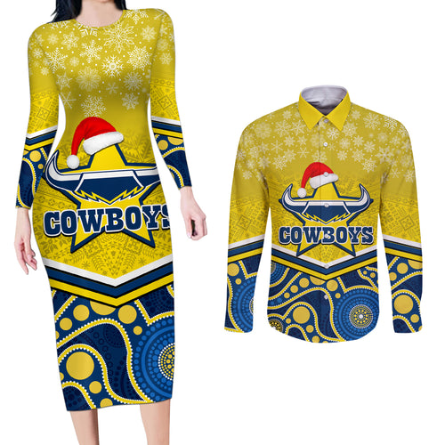 custom-cowboys-rugby-christmas-couples-matching-long-sleeve-bodycon-dress-and-long-sleeve-button-shirt-merry-xmas-2023-mix-aboriginal-art-blue-version