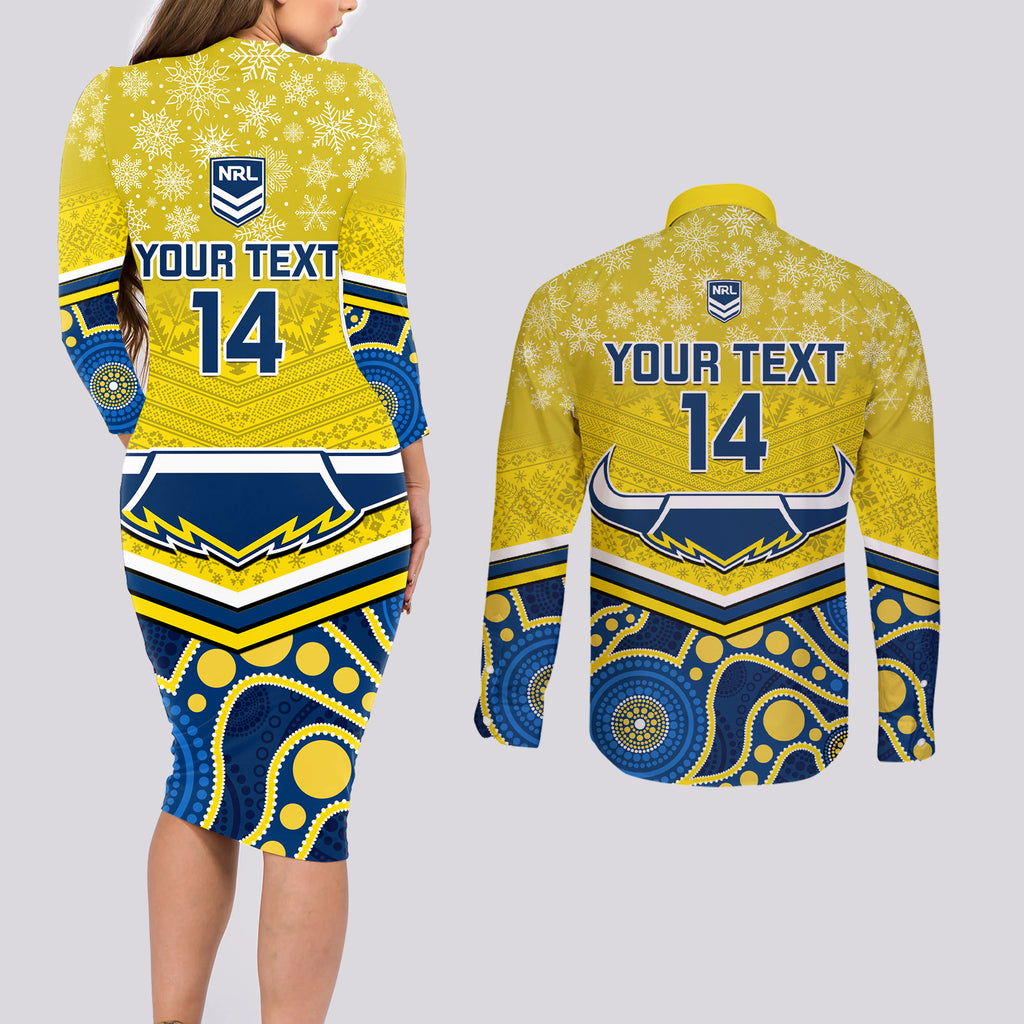 custom-cowboys-rugby-christmas-couples-matching-long-sleeve-bodycon-dress-and-long-sleeve-button-shirt-merry-xmas-2023-mix-aboriginal-art-blue-version