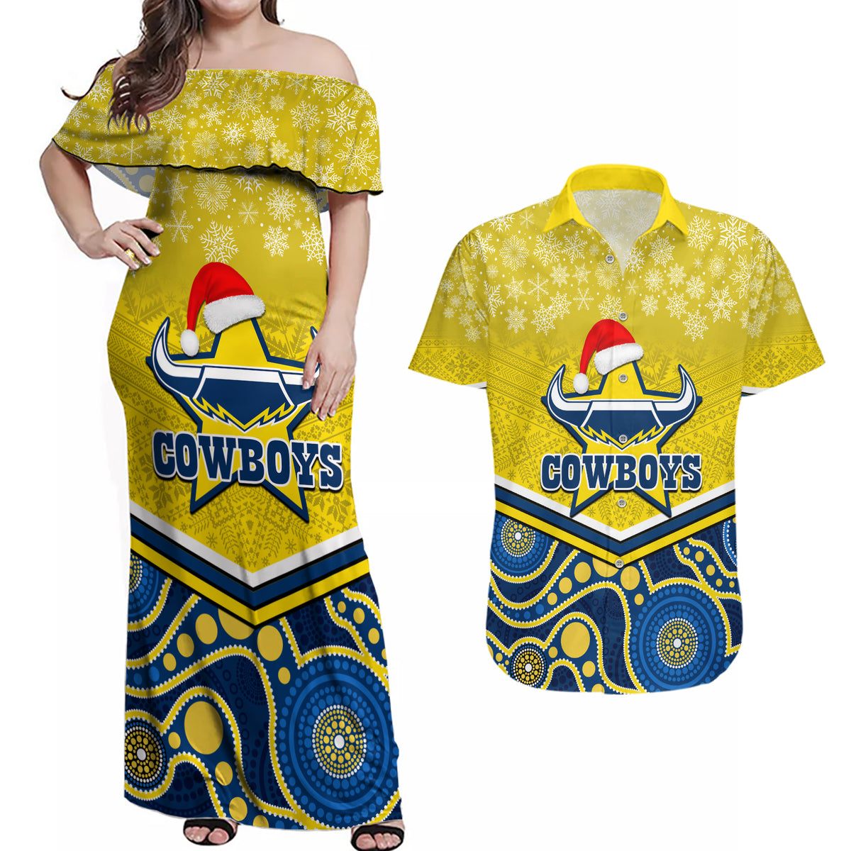 custom-cowboys-rugby-christmas-couples-matching-off-shoulder-maxi-dress-and-hawaiian-shirt-merry-xmas-2023-mix-aboriginal-art-blue-version