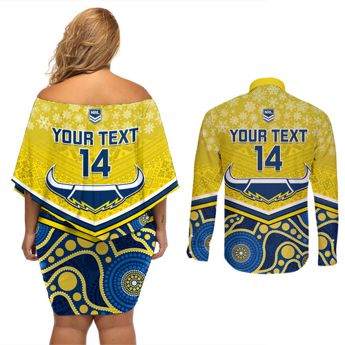custom-cowboys-rugby-christmas-couples-matching-off-shoulder-short-dress-and-long-sleeve-button-shirt-merry-xmas-2023-mix-aboriginal-art-blue-version