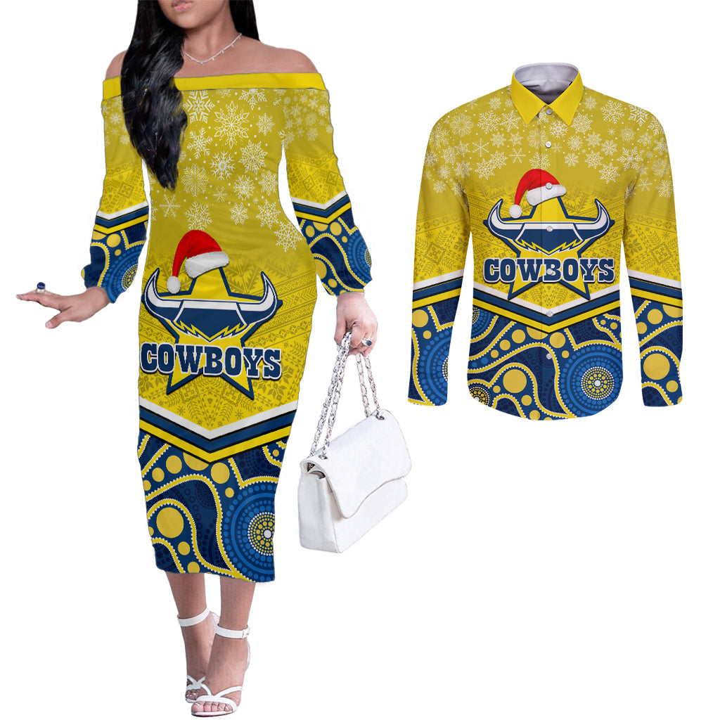 custom-cowboys-rugby-christmas-couples-matching-off-the-shoulder-long-sleeve-dress-and-long-sleeve-button-shirt-merry-xmas-2023-mix-aboriginal-art-blue-version