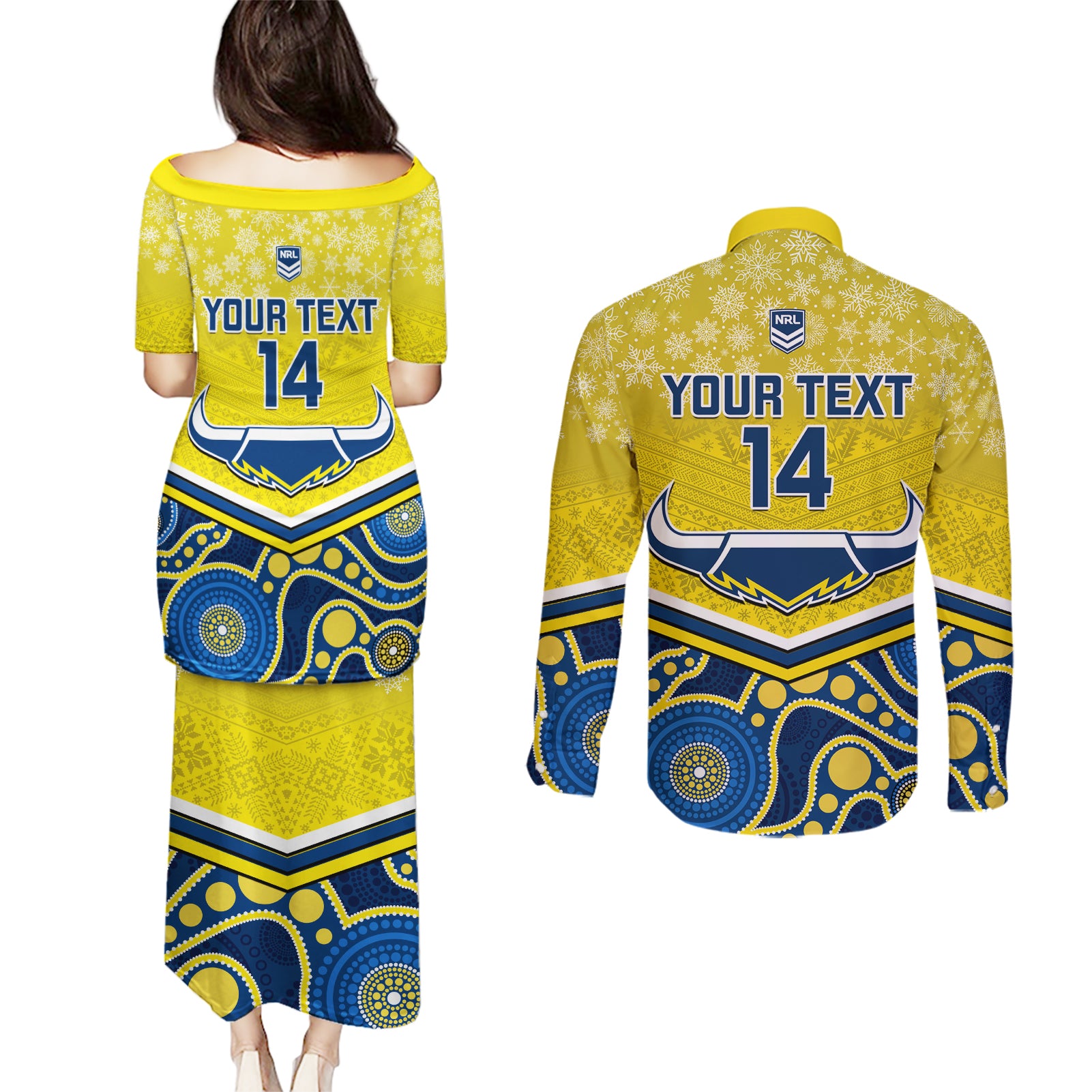 custom-cowboys-rugby-christmas-couples-matching-puletasi-dress-and-long-sleeve-button-shirt-merry-xmas-2023-mix-aboriginal-art-blue-version