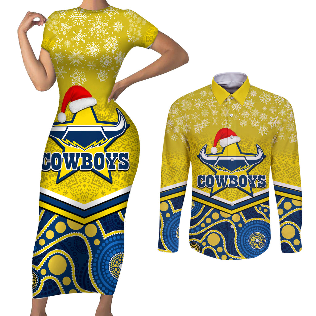 custom-cowboys-rugby-christmas-couples-matching-short-sleeve-bodycon-dress-and-long-sleeve-button-shirt-merry-xmas-2023-mix-aboriginal-art-blue-version